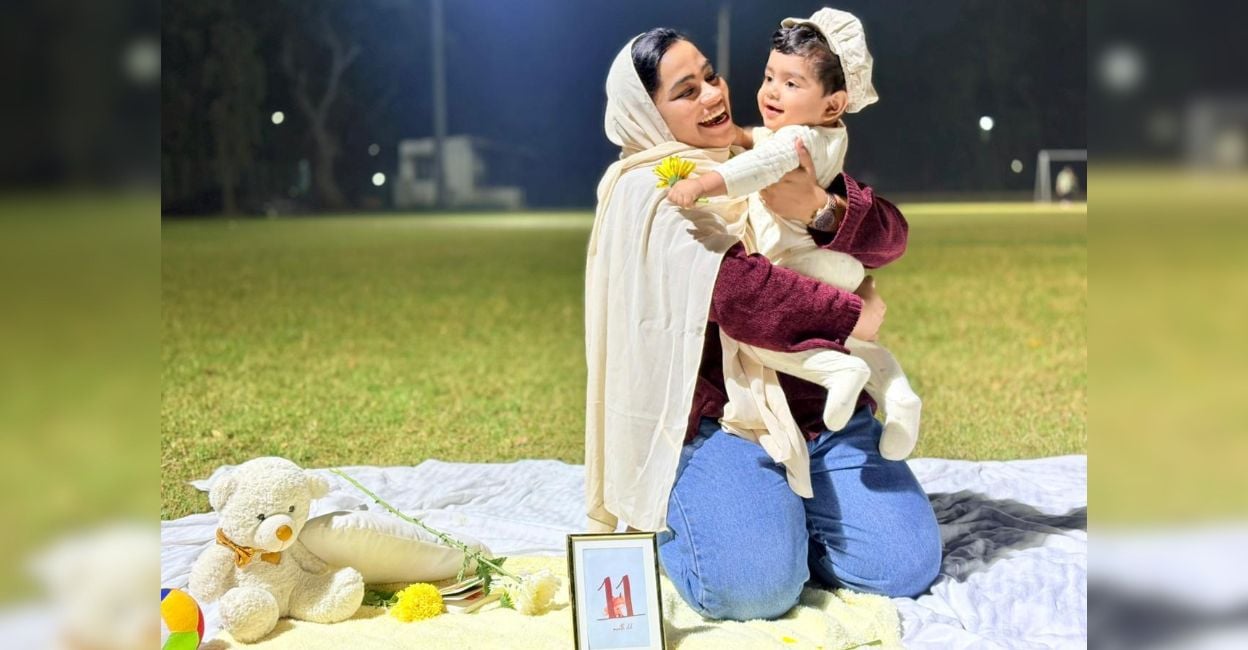 Henna and Omy celebrate Omy's 11th month on the IIT Bombay campus. Photo: Special Arrangement